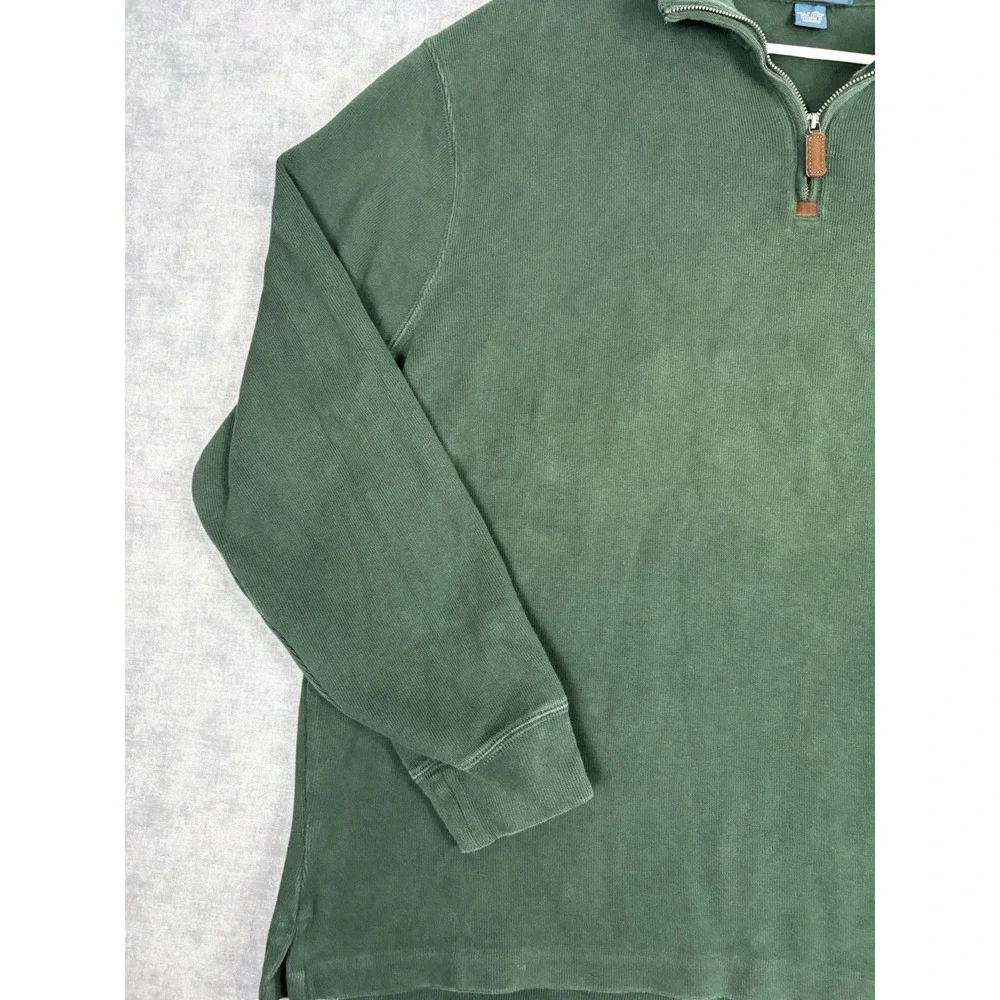 Polo Ralph Lauren Quarter Zip Sweater Men's XL Green 100% Cotton Purple Pony